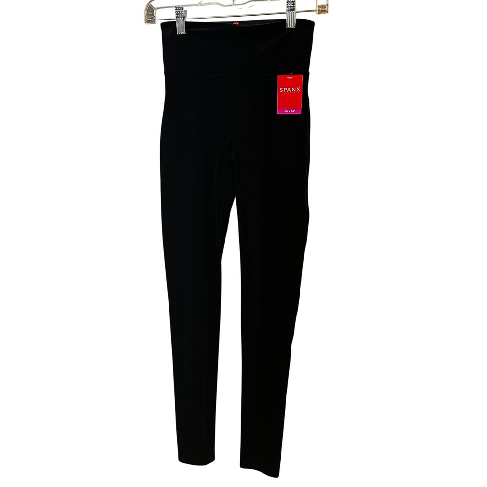 Spanx Velvet Leggings Black High Waist Slimming Power Waistband 2070 Women's S